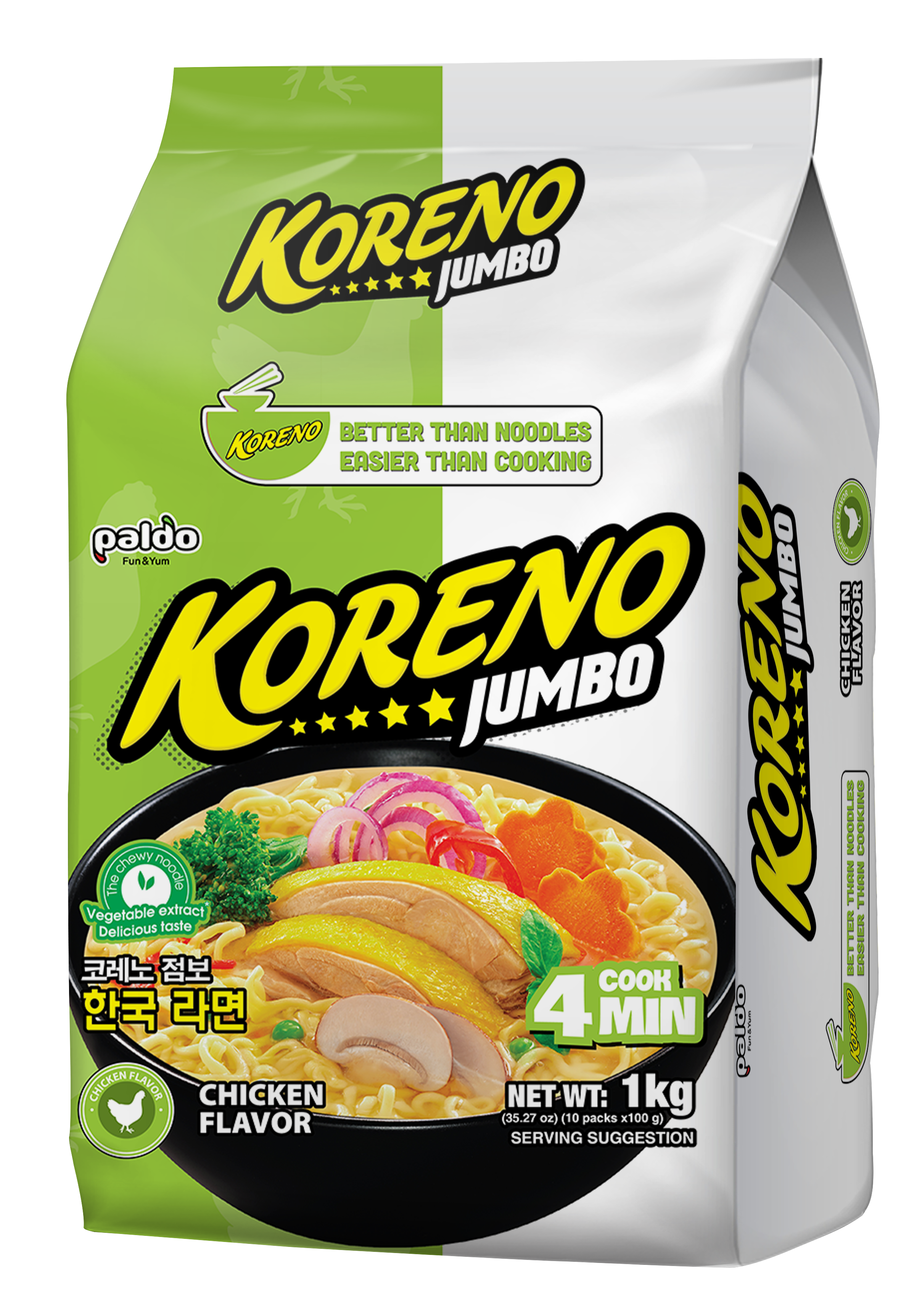 Paldo Koreno Chicken Noodle Soup, 100g, 24 Pack