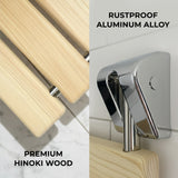 Bathroom Folding Shower Chair – Wall Mounted, Space-Saving Design, Hinoki Wood Seat, Aluminum Alloy Frame, Supports up to 350 lbs (160 kg) – Luxury Foldable Bench for Bathroom or Spa Use