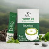 Coffee Bean Matcha Latte Sticks, 8 Single-Serve Packets – Made with Jeju Matcha for a Smooth, Balanced Green Tea Latte – Enjoy Hot or Iced