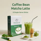 Coffee Bean Matcha Latte Sticks, 8 Single-Serve Packets – Made with Jeju Matcha for a Smooth, Balanced Green Tea Latte – Enjoy Hot or Iced