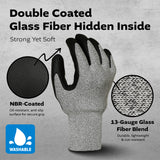 Grey Glass Fiber Glove - Black NBR Foam Palm coated XL(XL,L,M,S 4 size)