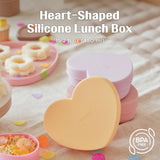 LOVEAT Heart Baby Lunch Box 15.2 fl oz (450 ml) – Silicone Suction Divided Plate for Toddlers and Kids, BPA Free Feeding Dish with Lid, Microwave and Dishwasher Safe-3colors