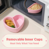 LOVEAT Heart Baby Lunch Box 15.2 fl oz (450 ml) – Silicone Suction Divided Plate for Toddlers and Kids, BPA Free Feeding Dish with Lid, Microwave and Dishwasher Safe-3colors