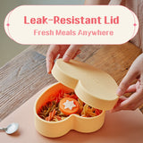 LOVEAT Heart Baby Lunch Box 15.2 fl oz (450 ml) – Silicone Suction Divided Plate for Toddlers and Kids, BPA Free Feeding Dish with Lid, Microwave and Dishwasher Safe-3colors