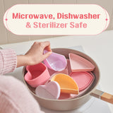 LOVEAT Heart Baby Lunch Box 15.2 fl oz (450 ml) – Silicone Suction Divided Plate for Toddlers and Kids, BPA Free Feeding Dish with Lid, Microwave and Dishwasher Safe-3colors