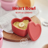 LOVEAT Heart Bowl 8.5 fl oz (250ml) – Patented Leak-Proof Baby Food Storage Container, Microwave Freezer and Oven Safe, BPA-Free for Weaning and Toddler Feeding -6 Colors