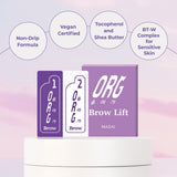 ORG Brow Lift Perm (1st Agent, 2nd Agent: 1g each - 10 Sets) - Non-drip, low-irritation, odor-reducing formula for safe brow lifting