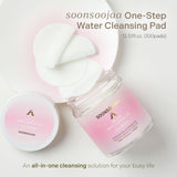 Soonsoojaa One-Step Water Cleansing Pad 370ml / 12.51fl.oz. (100pads) #3-Second Cleanse Without Water! Large Capacity Value Pack