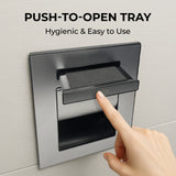 Recessed Toilet Paper Holder with Push Tray – Wall-Mounted, Brushed Nickel Stainless Steel – Space-Saving, Hygienic, Rust-Resistant Bathroom Tissue Dispenser