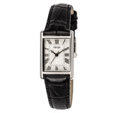 SIARGO Fennel 19mm Petite Watch with Guilloché Brass Case, Sapphire Glass, Cowhide Leather Strap, and Swiss Ronda Quartz Movement (Silver & Casual Black)