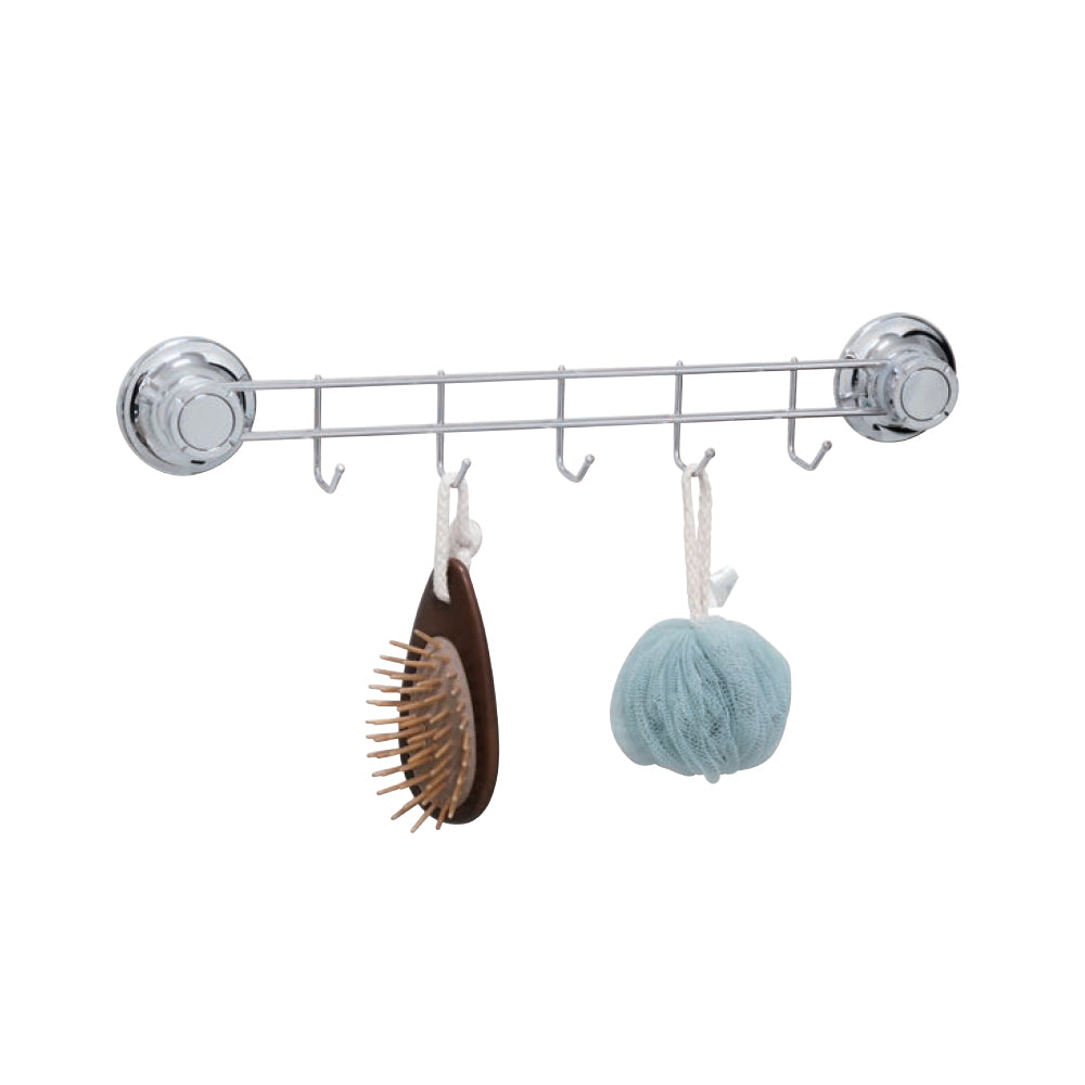 Spiderloc Suction 5-Hook Hanging Rack with Suction cups and Stainless steel.