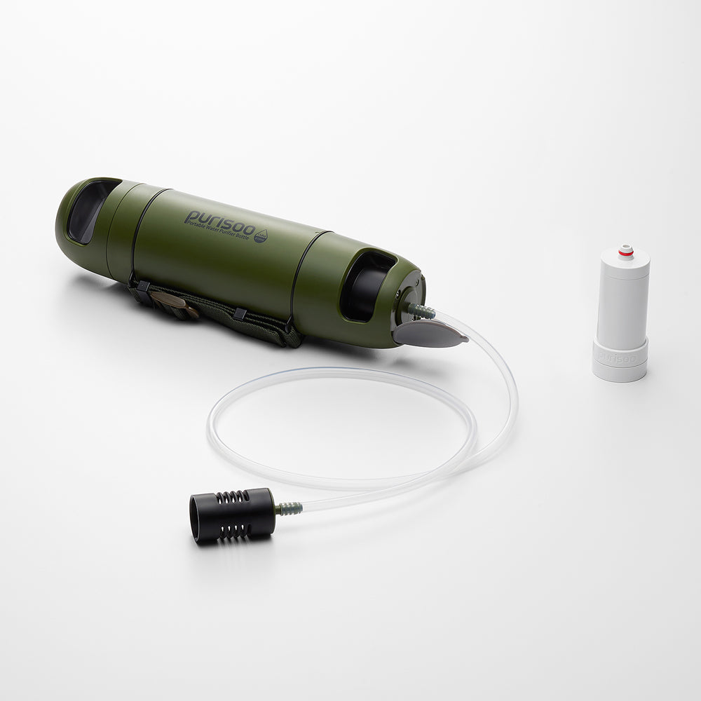 PURISOO - PORTABLE WATER PURIFIER BOTTLE (Military Green)