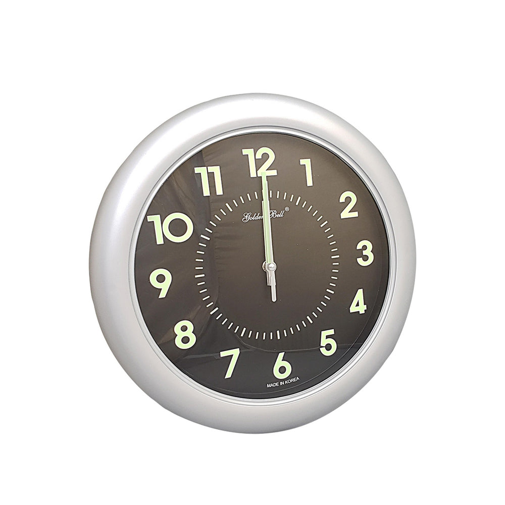 Backlit Glow in the Dark 12.2" Non-Ticking Wall Clock (SILVER)
