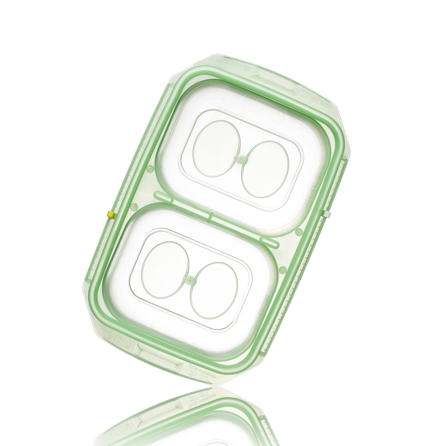 Easily Pop Out 2 Compartments Tray with Lid Green