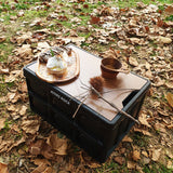 Portable Camping Table, Foldable, Stackable, Weather Resistant, Strong with Storage Space for Camping, BBQ, Party, Fishing, Picnic and Beach. Basic Type (Black Color)