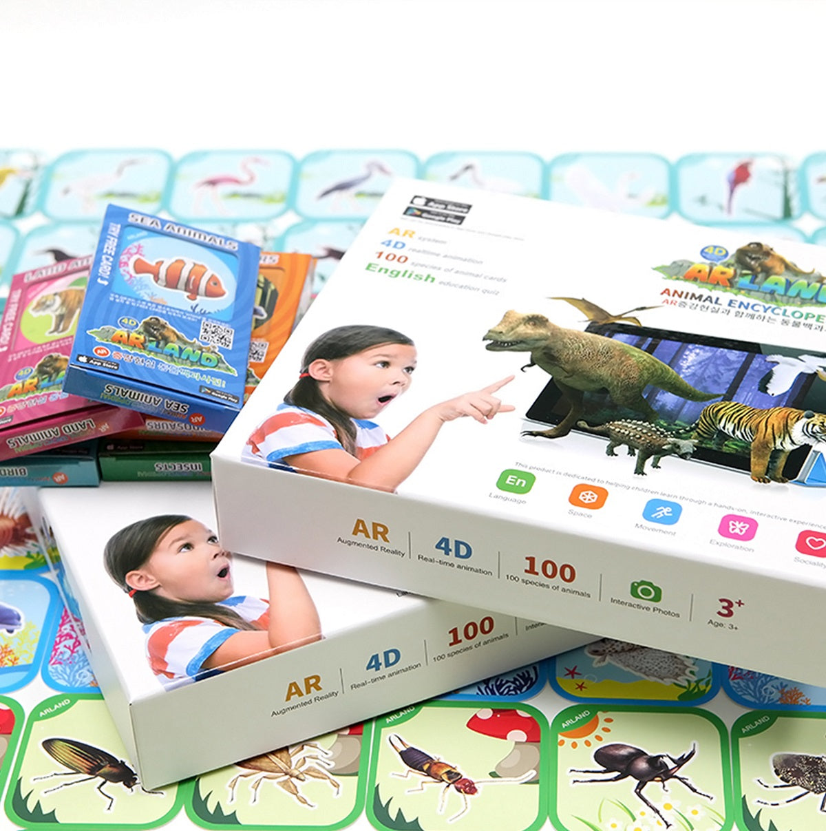 AR land pre-educational card, interactive 3D learning tool with five series of congitive cards (Large)
