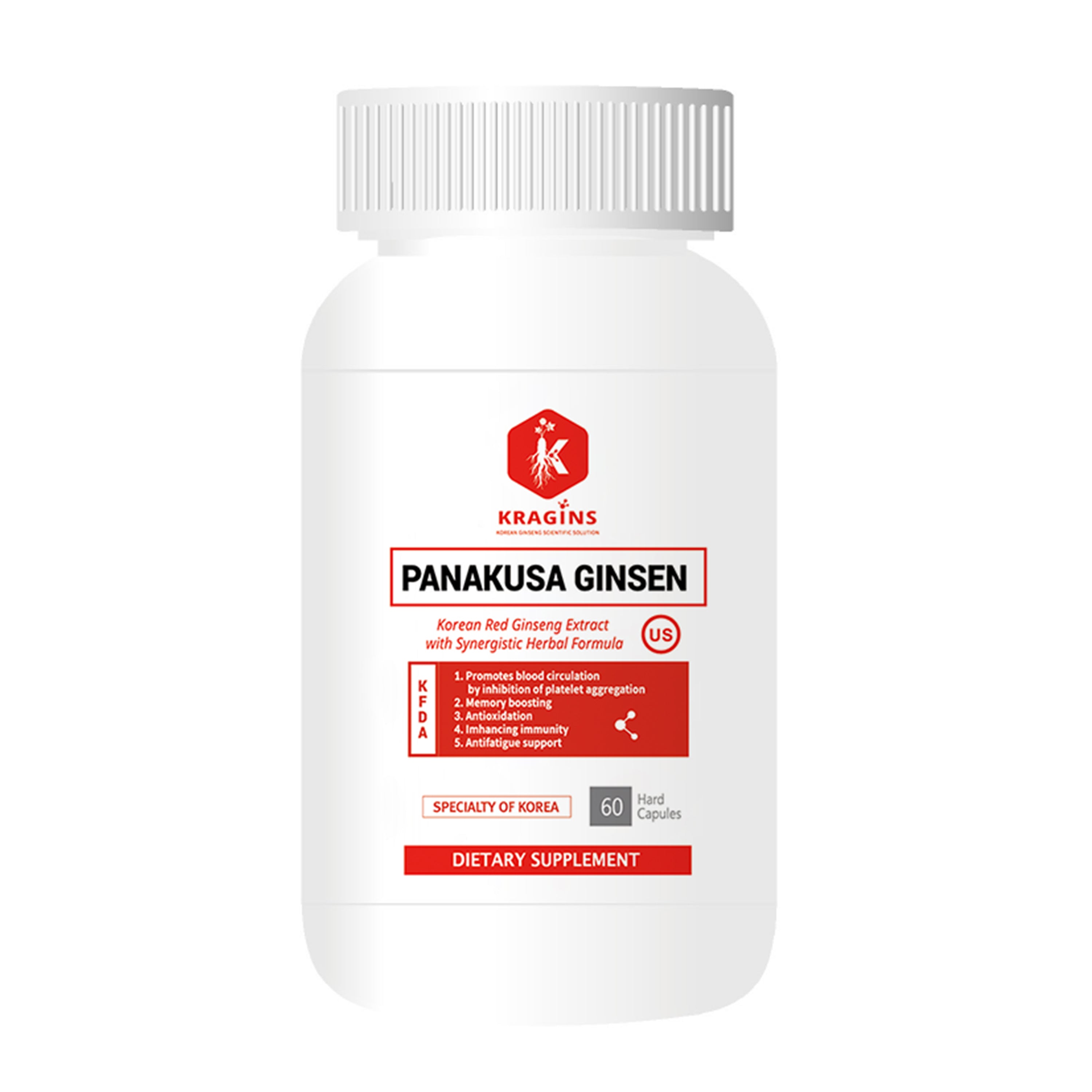 Korean Red Ginseng Supplement, Korean Red Ginseng (6 Years Grown) Extract with Synergistic Herbal Formula
