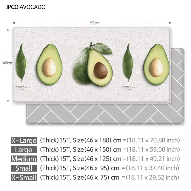 Avocado design home kitchen foot mat for anti-fatigue waterproof in XL size